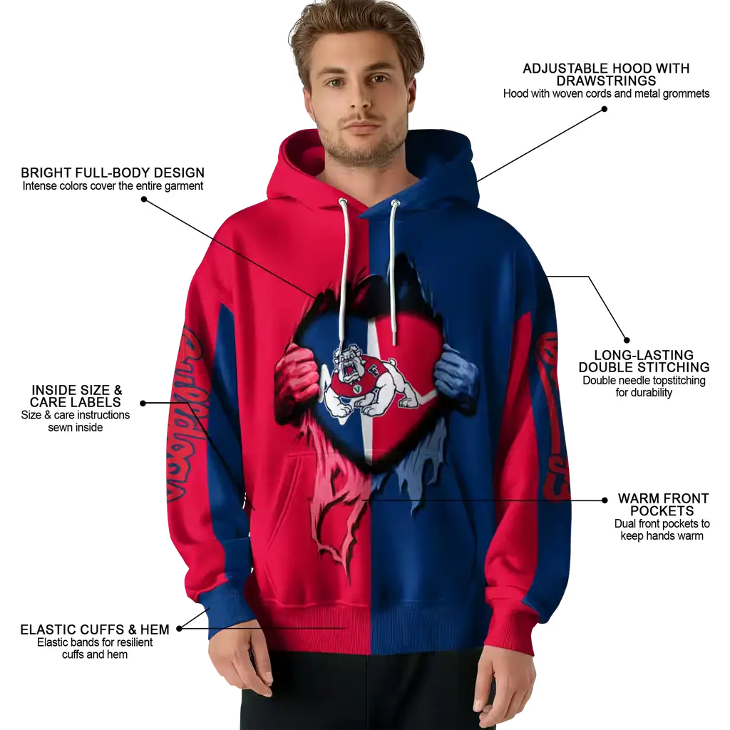 fresno state bulldogs heartbeat graphic red hoodie latest model fresno state bulldogs heartbeat graphic red hoodie latest model