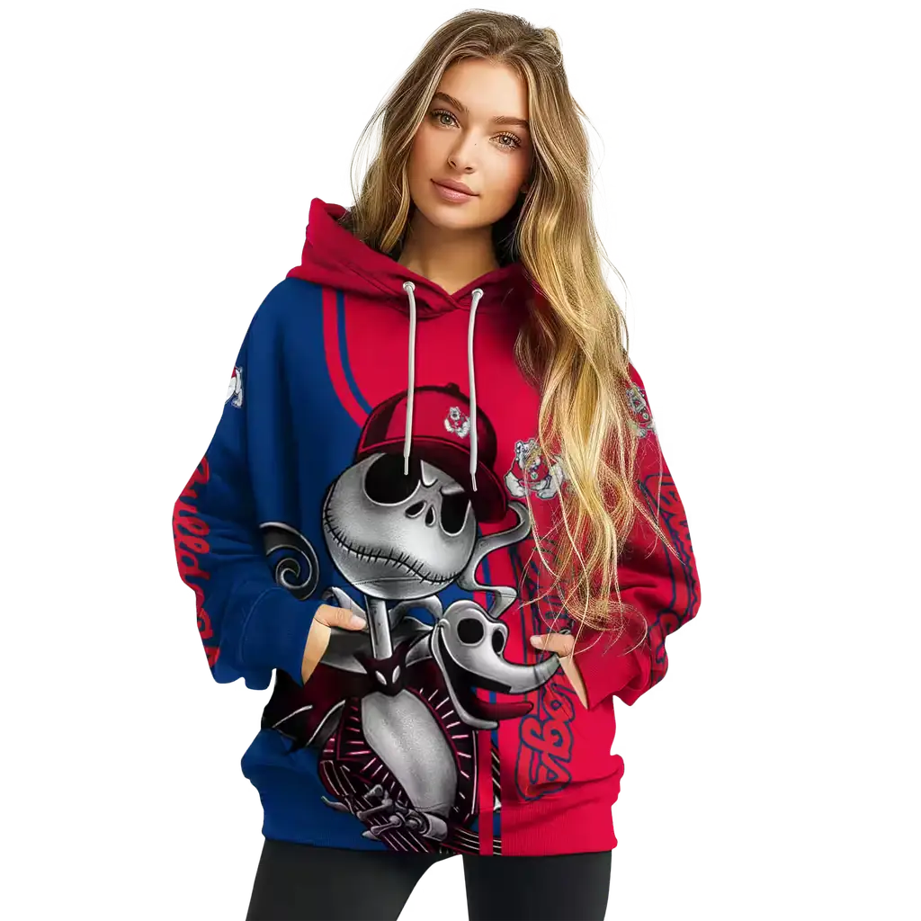 fresno state bulldogs jack skellington red hoodie high quality fresno state bulldogs jack skellington red hoodie high quality
