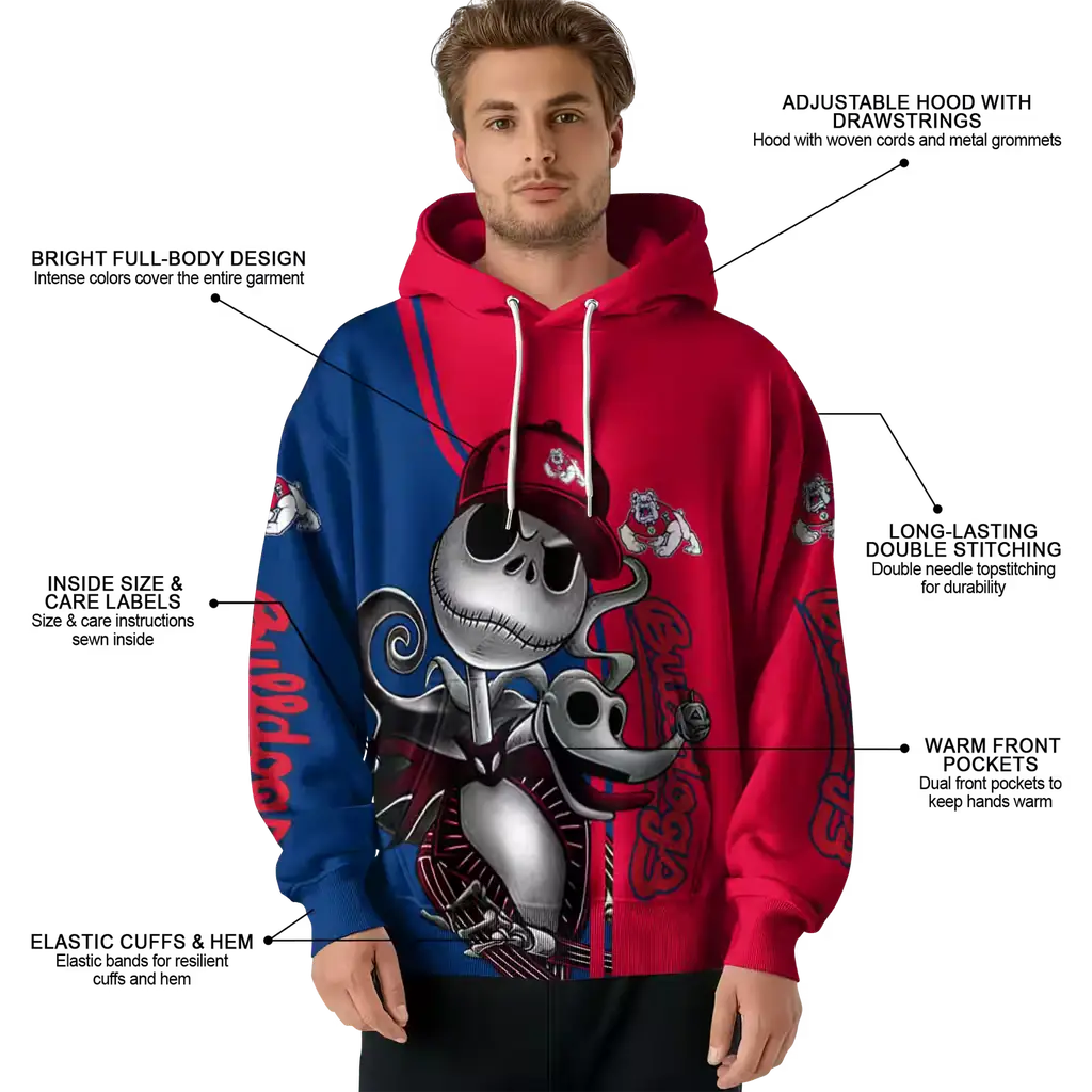 fresno state bulldogs jack skellington red hoodie latest model fresno state bulldogs jack skellington red hoodie latest model