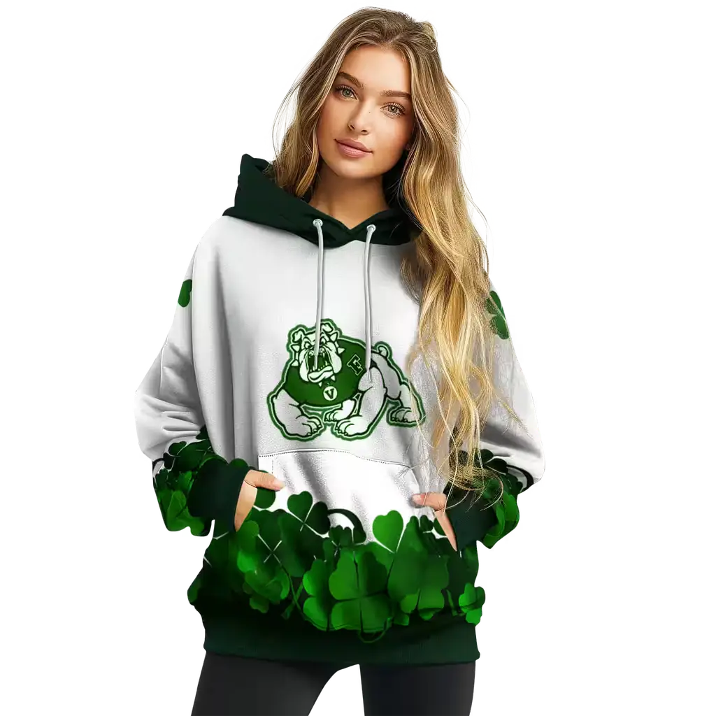 fresno state bulldogs lucky motif white green hoodie high quality fresno state bulldogs lucky motif white green hoodie high quality