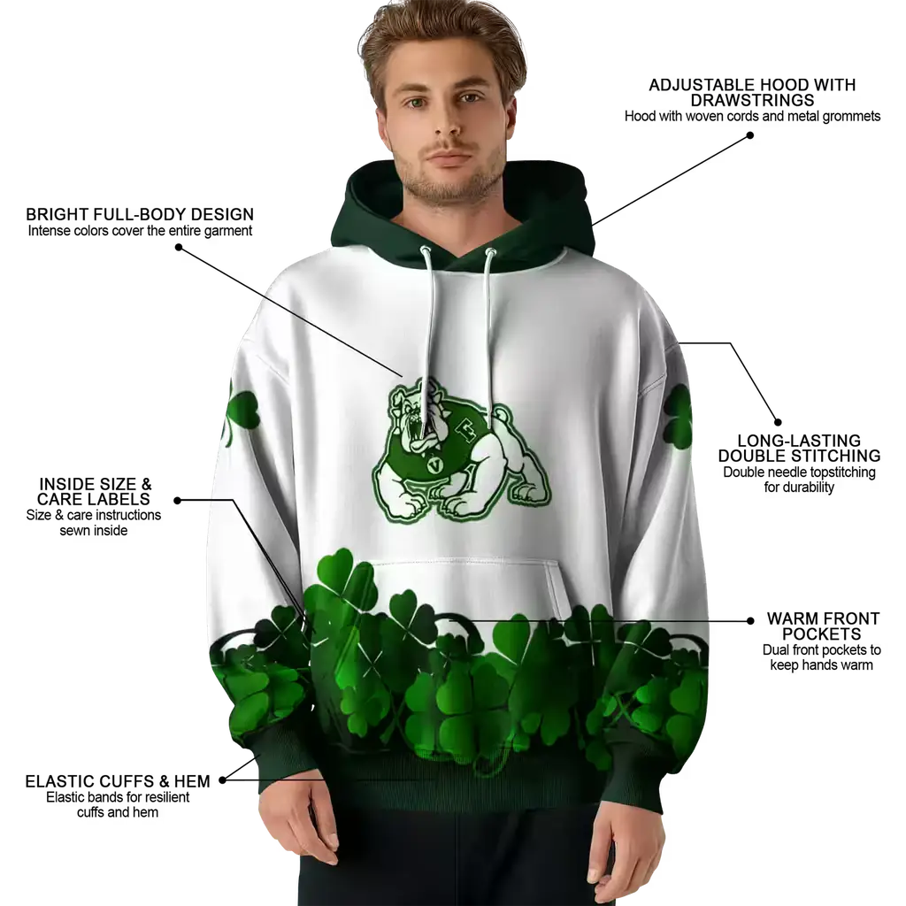 fresno state bulldogs lucky motif white green hoodie latest model fresno state bulldogs lucky motif white green hoodie latest model