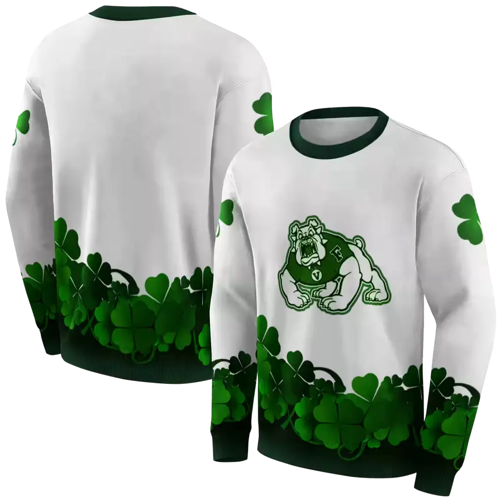 fresno state bulldogs lucky motif white green hoodie premium grade fresno state bulldogs lucky motif white green hoodie premium grade