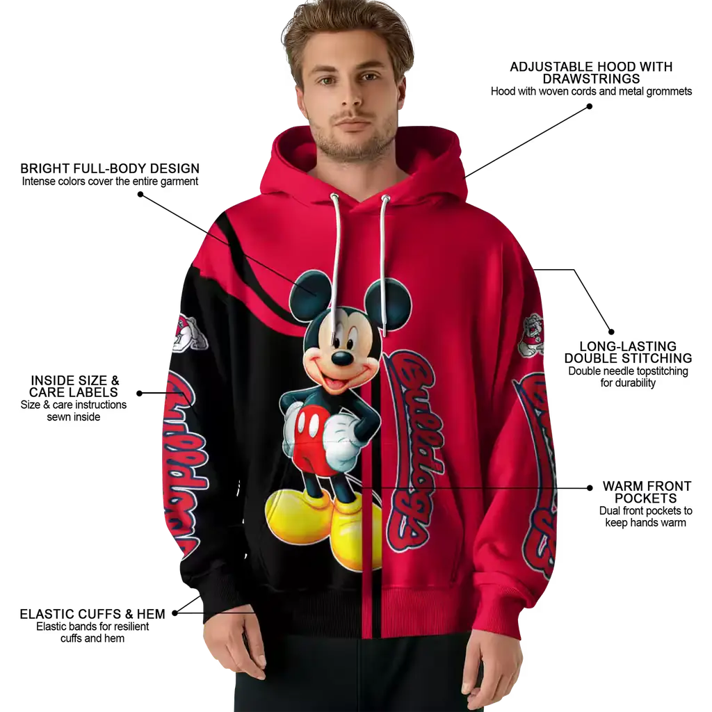 fresno state bulldogs mickey mouse red black hoodie latest model fresno state bulldogs mickey mouse red black hoodie latest model