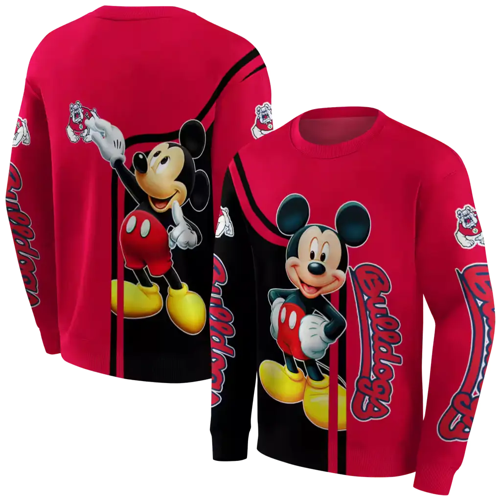 fresno state bulldogs mickey mouse red black hoodie premium grade fresno state bulldogs mickey mouse red black hoodie premium grade