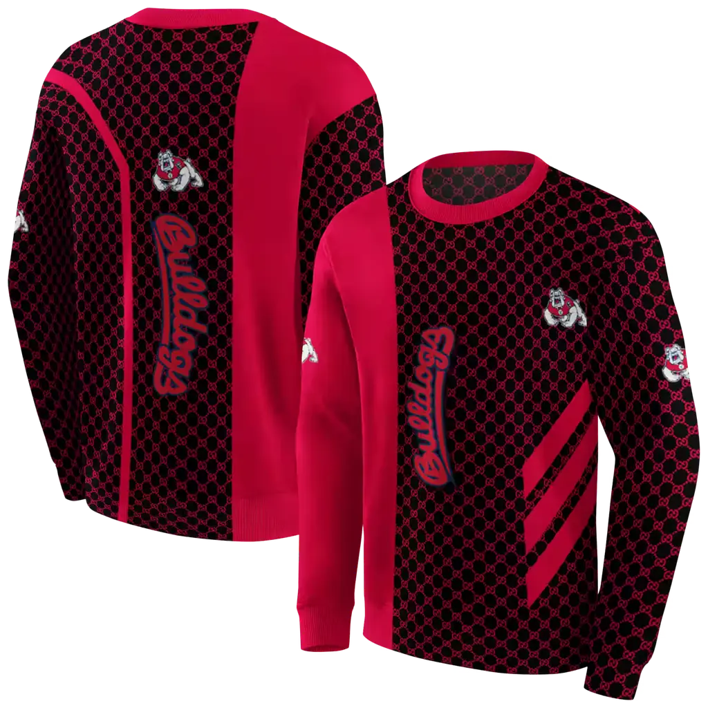 fresno state bulldogs monogram pattern red hoodie premium grade fresno state bulldogs monogram pattern red hoodie premium grade