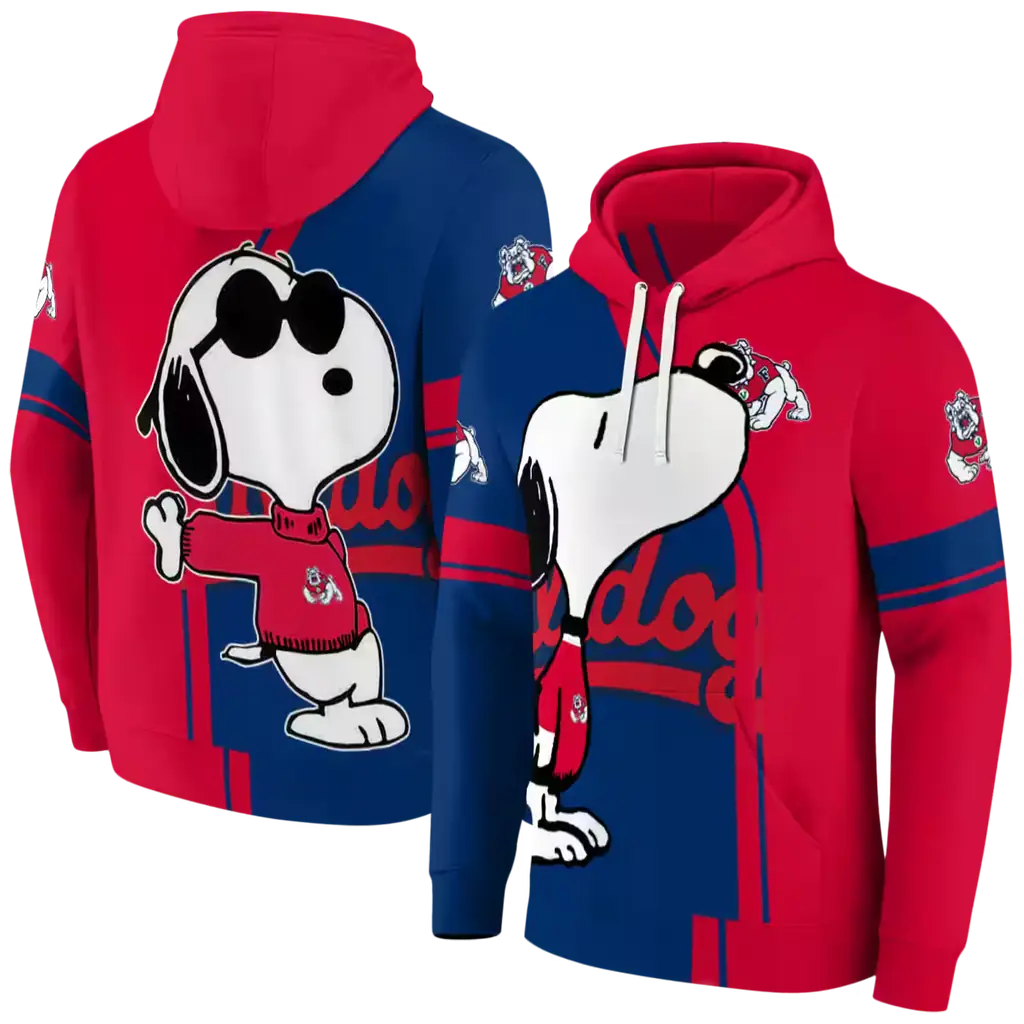 fresno state bulldogs playful snoopy red hoodie fashion forward fresno state bulldogs playful snoopy red hoodie fashion forward