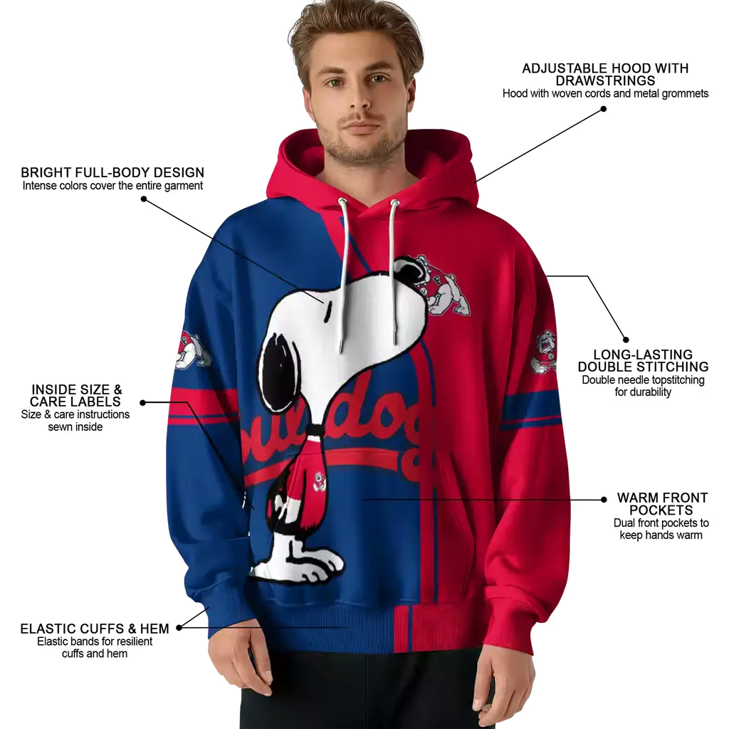 fresno state bulldogs playful snoopy red hoodie latest model fresno state bulldogs playful snoopy red hoodie latest model