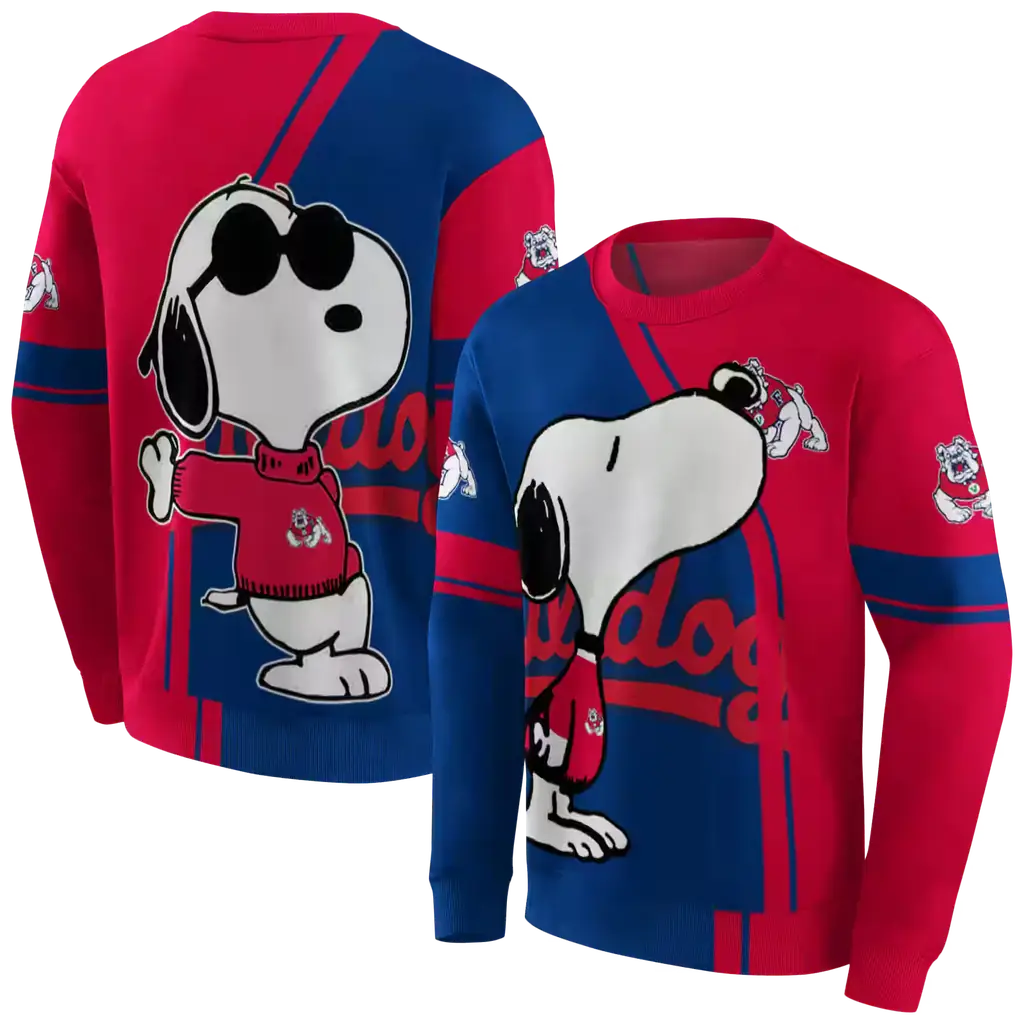 fresno state bulldogs playful snoopy red hoodie premium grade fresno state bulldogs playful snoopy red hoodie premium grade