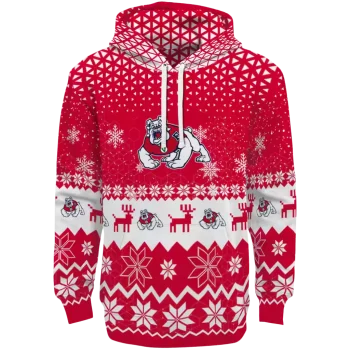 fresno state bulldogs reindeer motif red hoodie best selling