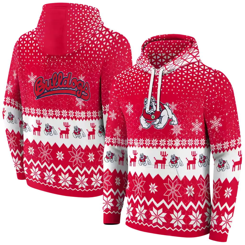 fresno state bulldogs reindeer motif red hoodie fashion forward fresno state bulldogs reindeer motif red hoodie fashion forward