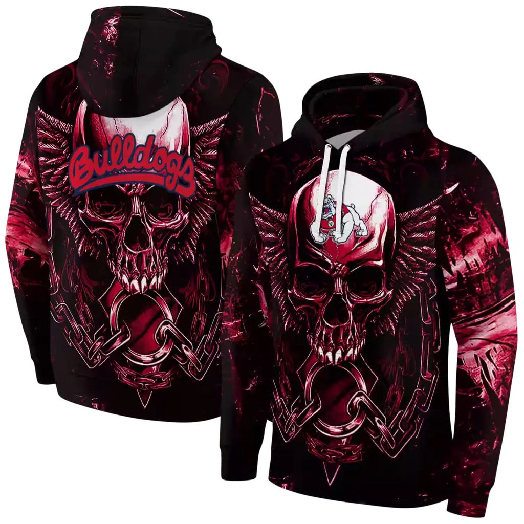 fresno state bulldogs skull artwork red black hoodie fashion forward fresno state bulldogs skull artwork red black hoodie fashion forward