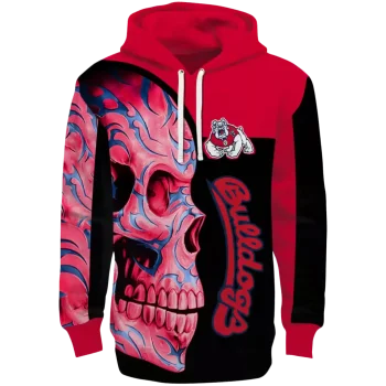 fresno state bulldogs skull motif red black hoodie best selling