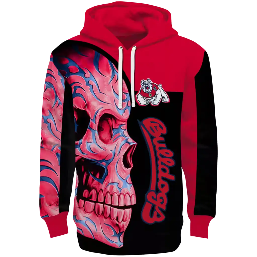 fresno state bulldogs skull motif red black hoodie best selling fresno state bulldogs skull motif red black hoodie best selling