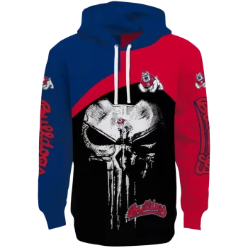 fresno state bulldogs skull punisher blue black hoodie best selling