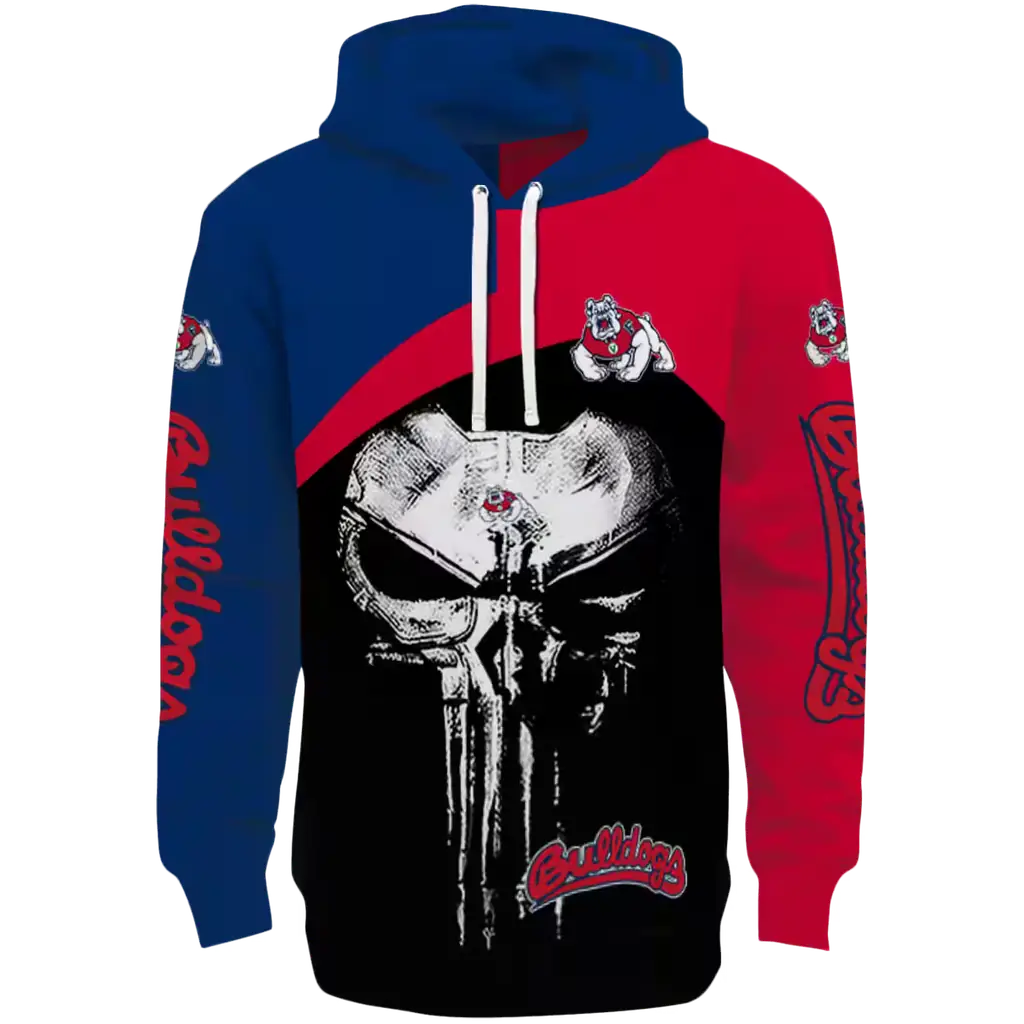 fresno state bulldogs skull punisher blue black hoodie best selling fresno state bulldogs skull punisher blue black hoodie best selling