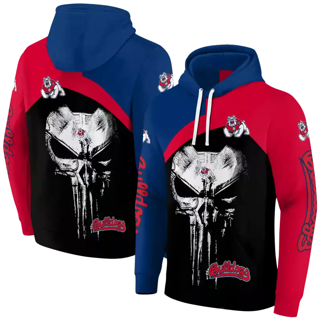 fresno state bulldogs skull punisher blue black hoodie fashion forward fresno state bulldogs skull punisher blue black hoodie fashion forward