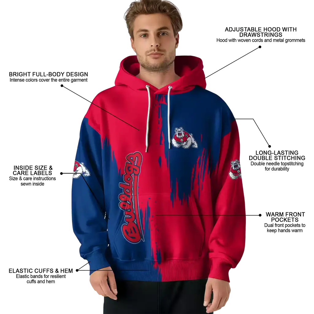 fresno state bulldogs splatter effect red hoodie latest model fresno state bulldogs splatter effect red hoodie latest model