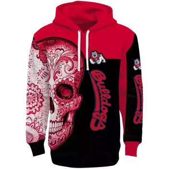 fresno state bulldogs sugar skull red black hoodie best selling