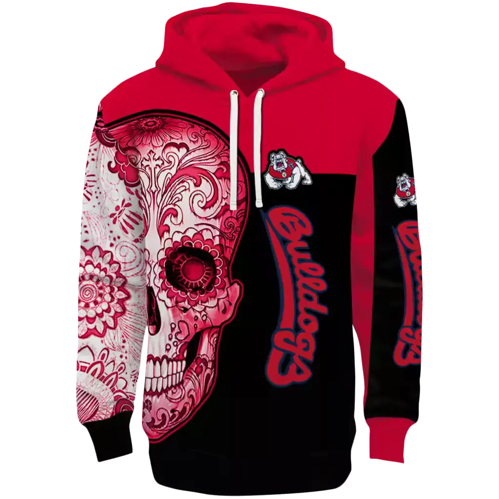 fresno state bulldogs sugar skull red black hoodie best selling fresno state bulldogs sugar skull red black hoodie best selling