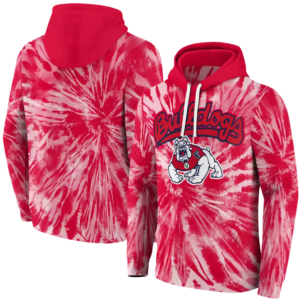 fresno state bulldogs tie dye pattern red hoodie fashion forward fresno state bulldogs tie dye pattern red hoodie fashion forward