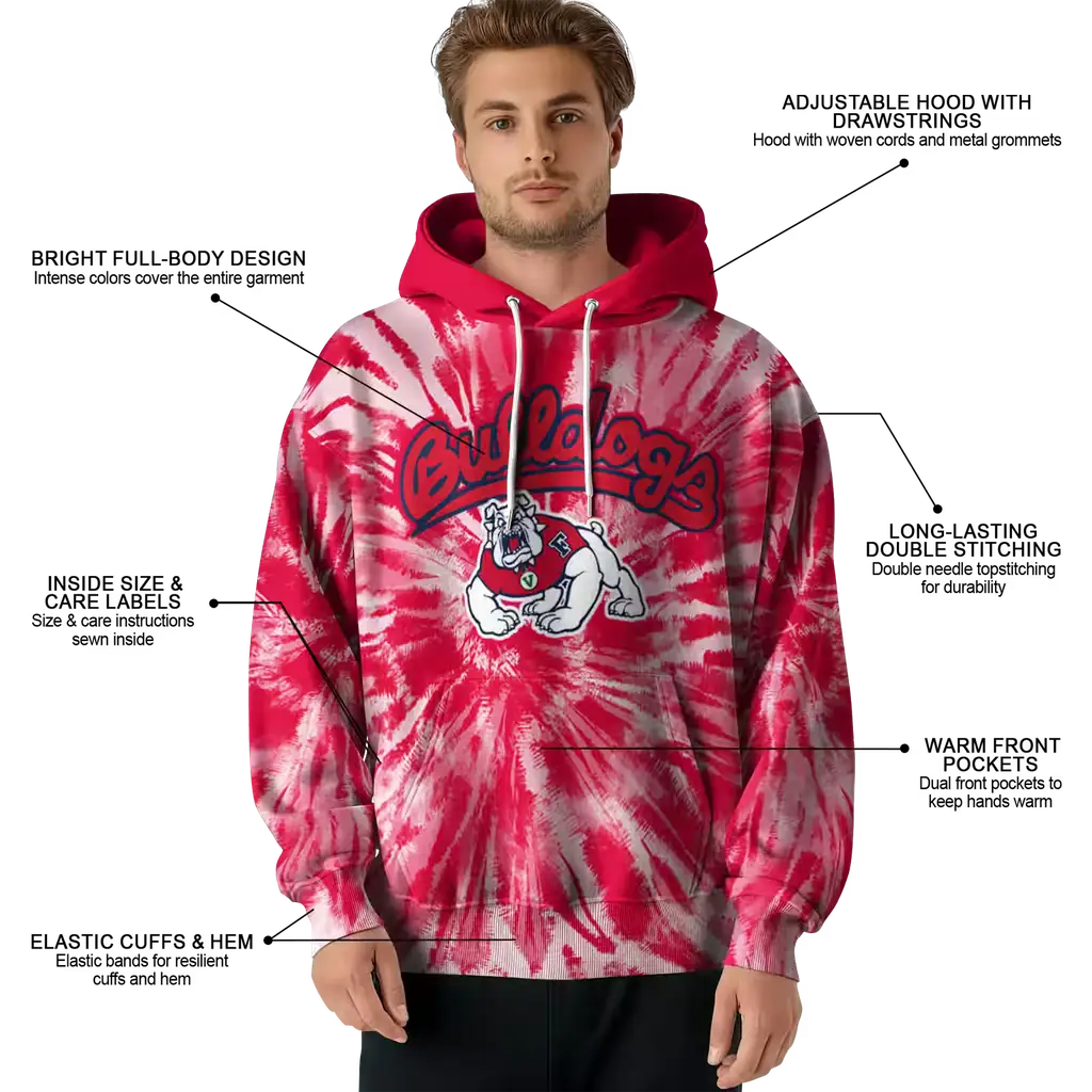 fresno state bulldogs tie dye pattern red hoodie latest model fresno state bulldogs tie dye pattern red hoodie latest model