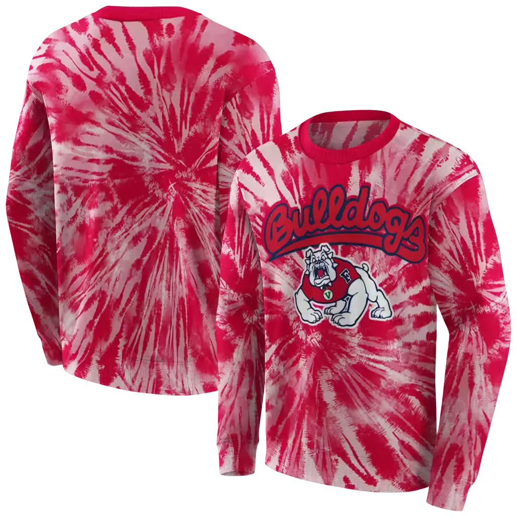 fresno state bulldogs tie dye pattern red hoodie premium grade fresno state bulldogs tie dye pattern red hoodie premium grade