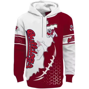 fresno state bulldogs triangular pattern red white hoodie best selling