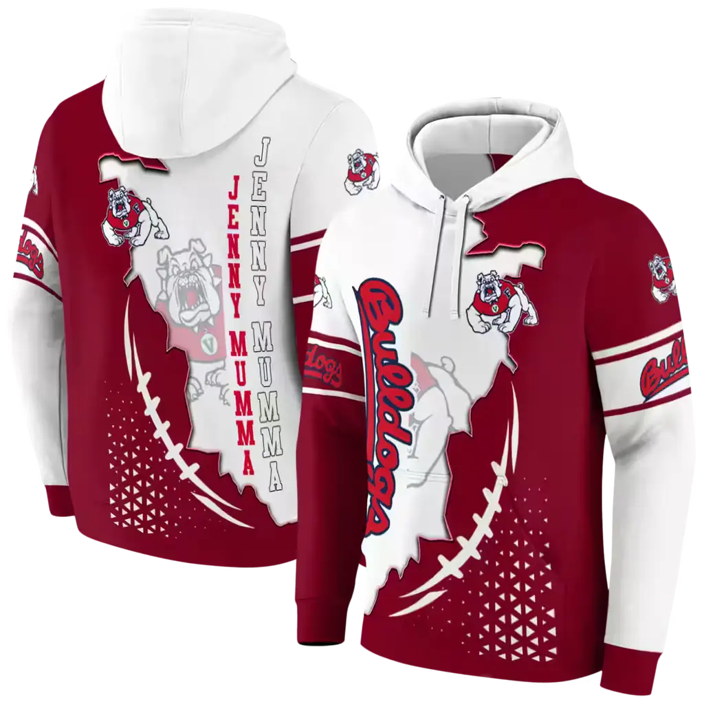 fresno state bulldogs triangular pattern red white hoodie fashion forward fresno state bulldogs triangular pattern red white hoodie fashion forward