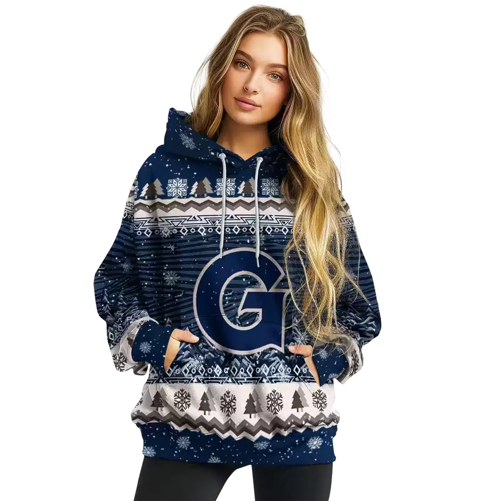 georgetown hoyas christmas trees blue hoodie high quality georgetown hoyas christmas trees blue hoodie high quality