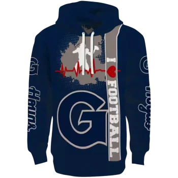 georgetown hoyas football heartbeat blue hoodie best selling