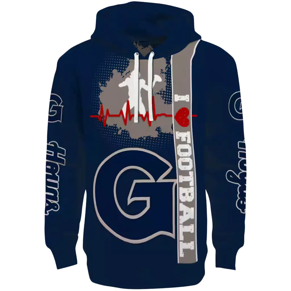 georgetown hoyas football heartbeat blue hoodie best selling georgetown hoyas football heartbeat blue hoodie best selling
