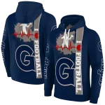 georgetown hoyas football heartbeat blue hoodie best selling