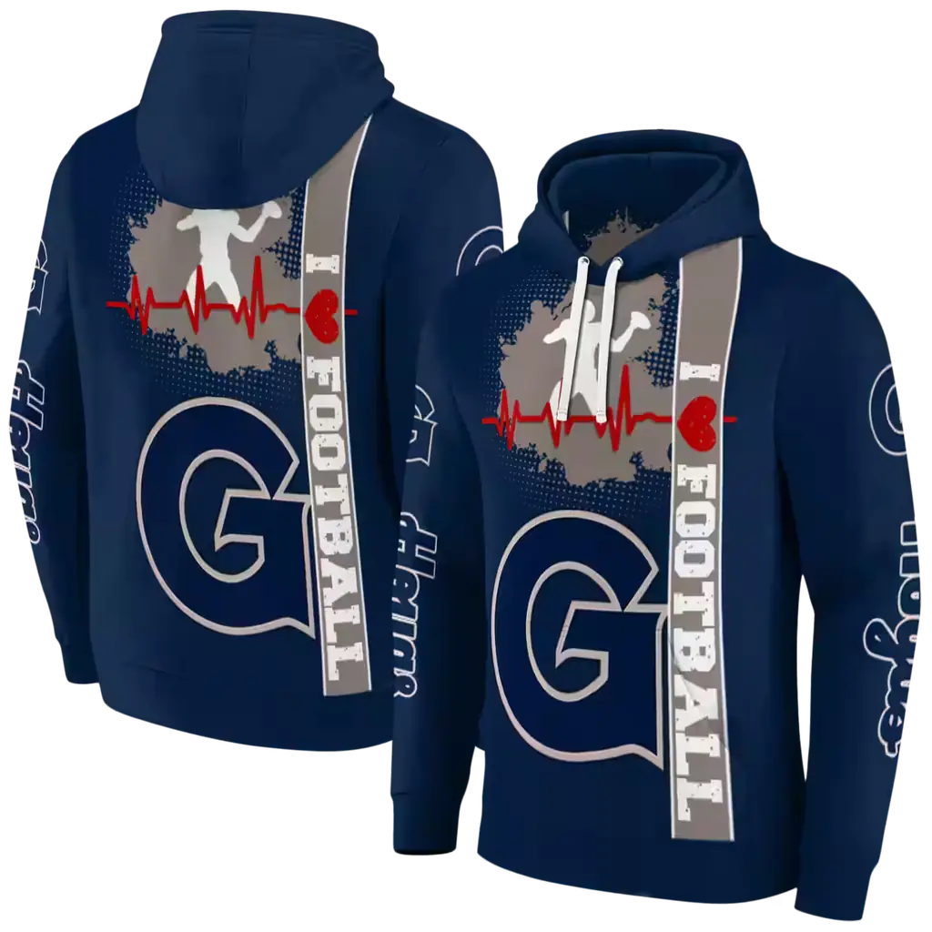 georgetown hoyas football heartbeat blue hoodie fashion forward georgetown hoyas football heartbeat blue hoodie fashion forward