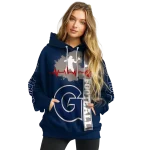 georgetown hoyas football heartbeat blue hoodie best selling