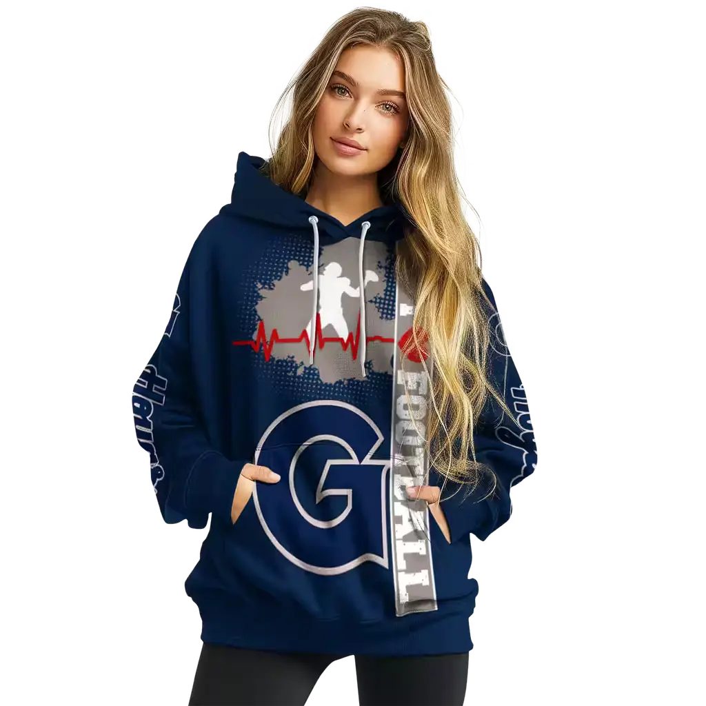 georgetown hoyas football heartbeat blue hoodie high quality georgetown hoyas football heartbeat blue hoodie high quality