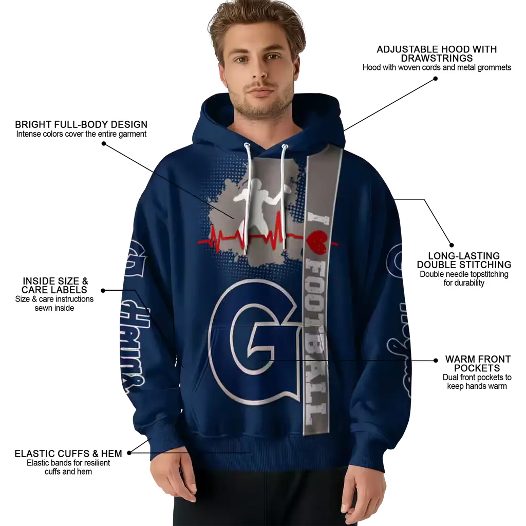 georgetown hoyas football heartbeat blue hoodie latest model georgetown hoyas football heartbeat blue hoodie latest model