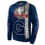 georgetown hoyas football heartbeat blue hoodie best selling