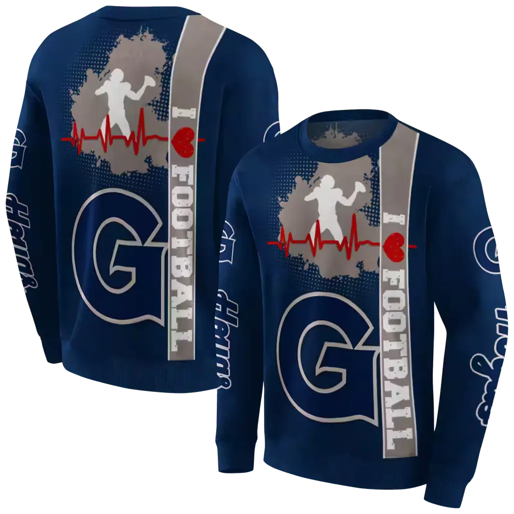 georgetown hoyas football heartbeat blue hoodie premium grade georgetown hoyas football heartbeat blue hoodie premium grade