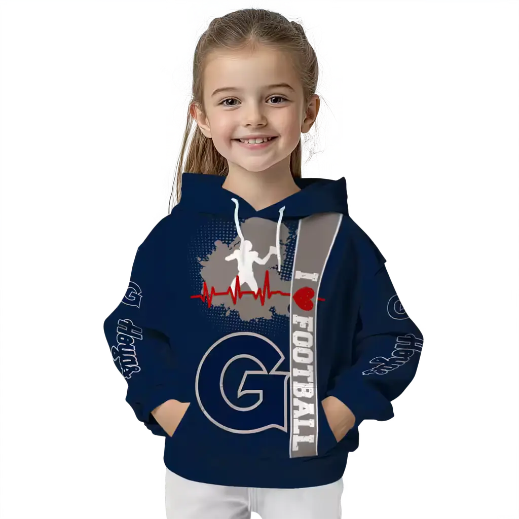 georgetown hoyas football heartbeat blue hoodie top rated georgetown hoyas football heartbeat blue hoodie top rated
