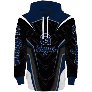 georgetown hoyas futuristic pattern blue black hoodie best selling