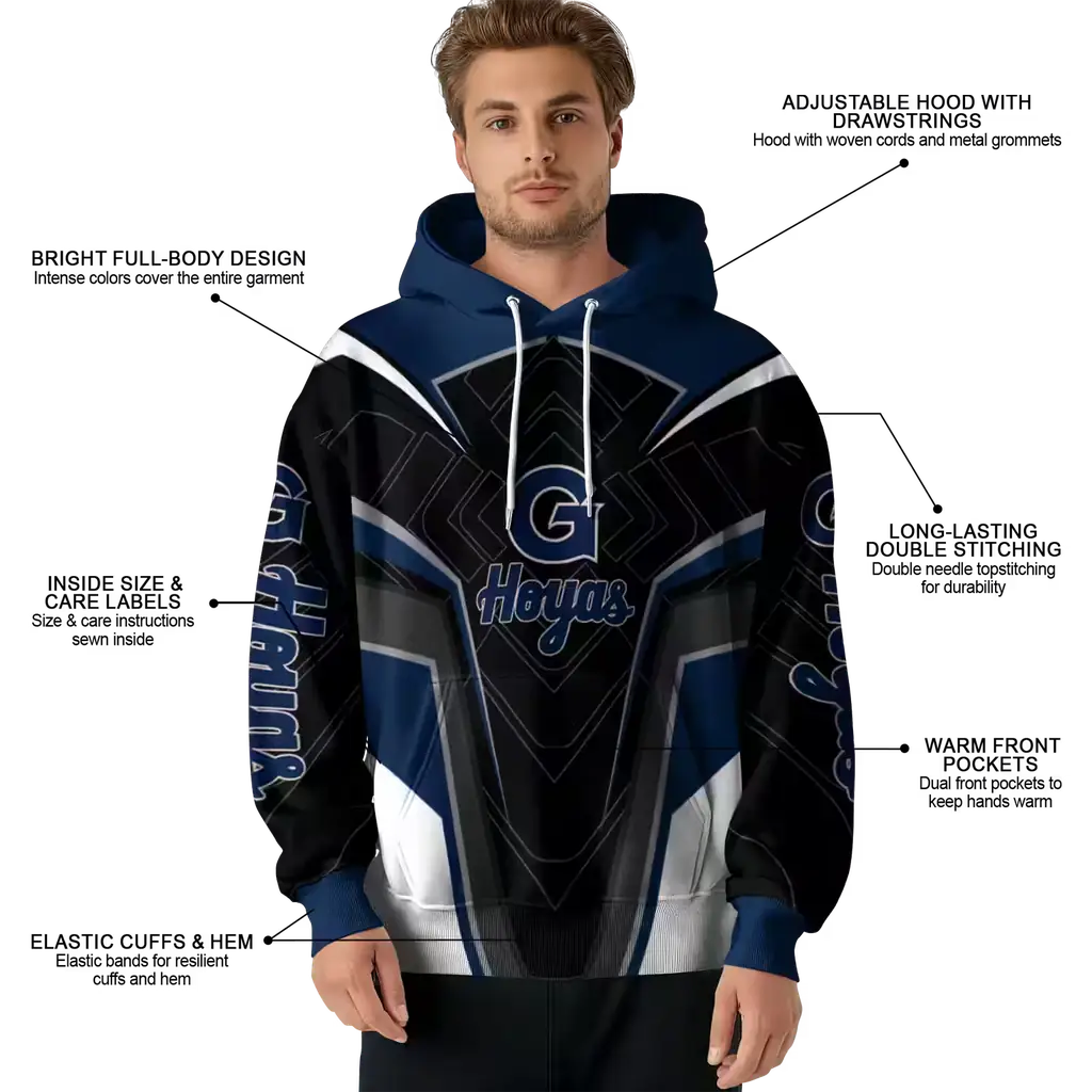 georgetown hoyas futuristic pattern blue black hoodie latest model georgetown hoyas futuristic pattern blue black hoodie latest model