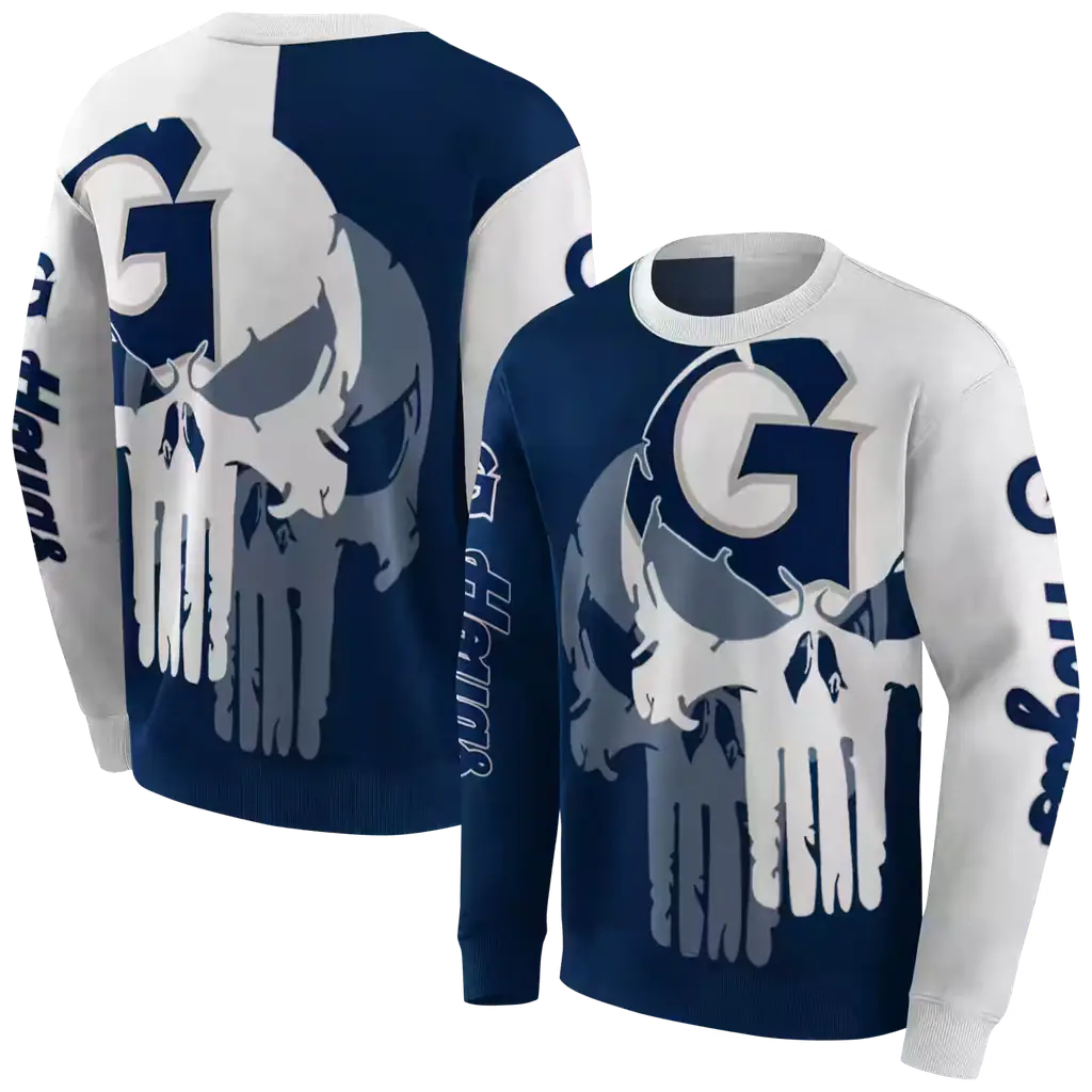 georgetown hoyas graphic punisher blue white hoodie premium grade georgetown hoyas graphic punisher blue white hoodie premium grade