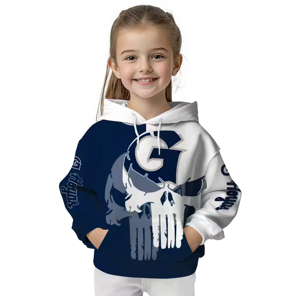 georgetown hoyas graphic punisher blue white hoodie top rated georgetown hoyas graphic punisher blue white hoodie top rated