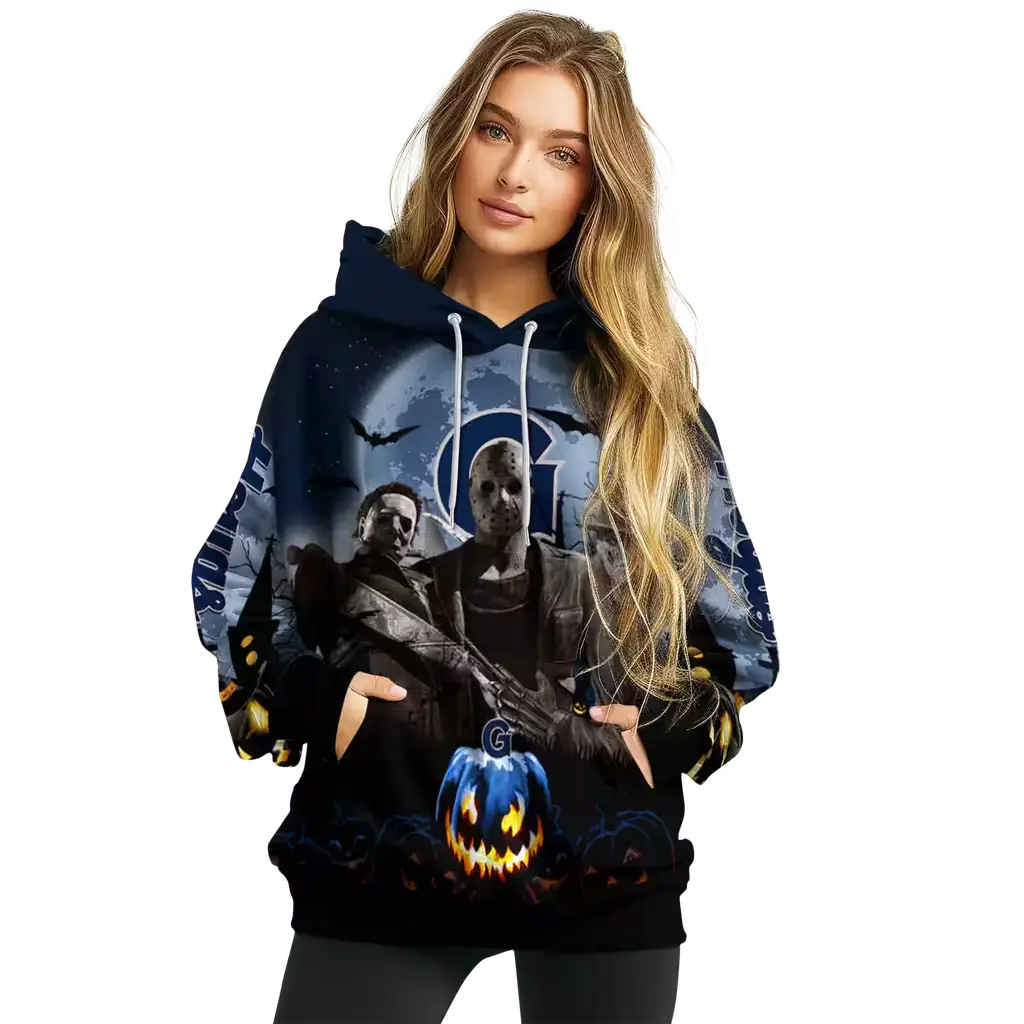 georgetown hoyas halloween vibes blue black hoodie high quality georgetown hoyas halloween vibes blue black hoodie high quality