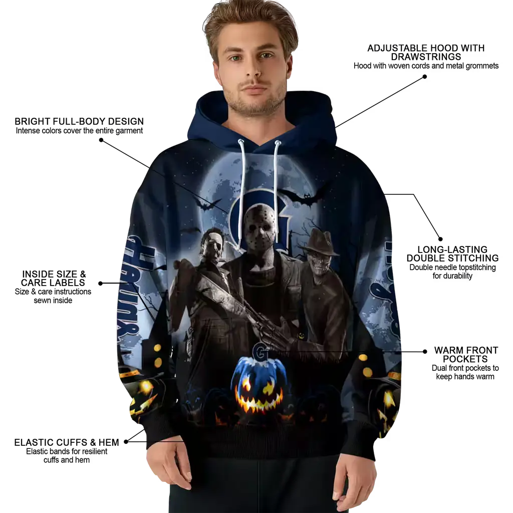georgetown hoyas halloween vibes blue black hoodie latest model georgetown hoyas halloween vibes blue black hoodie latest model