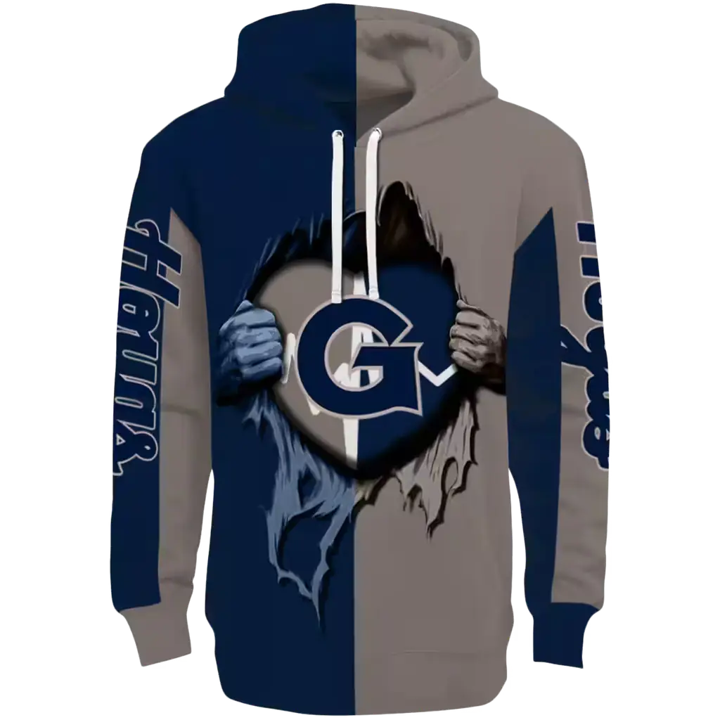 georgetown hoyas heartbeat graphic blue hoodie best selling georgetown hoyas heartbeat graphic blue hoodie best selling