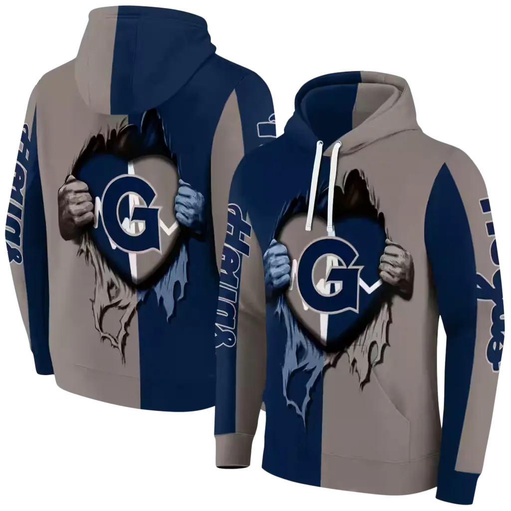 georgetown hoyas heartbeat graphic blue hoodie fashion forward georgetown hoyas heartbeat graphic blue hoodie fashion forward