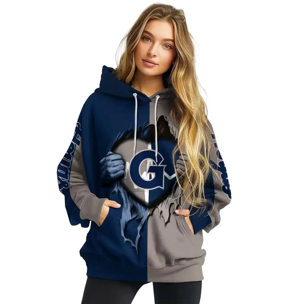 georgetown hoyas heartbeat graphic blue hoodie high quality georgetown hoyas heartbeat graphic blue hoodie high quality