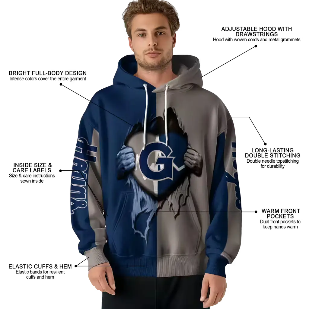 georgetown hoyas heartbeat graphic blue hoodie latest model georgetown hoyas heartbeat graphic blue hoodie latest model