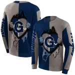 georgetown hoyas heartbeat graphic blue hoodie best selling